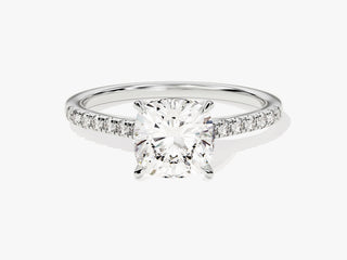 2.0CT Cushion Moissanite Diamond  Pave Engagement Ring