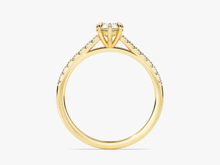 1.0CT Pear Moissanite Diamond Pave Engagement Ring