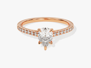 1.0CT Pear Moissanite Diamond Pave Engagement Ring