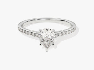 1.0CT Pear Moissanite Diamond Pave Engagement Ring