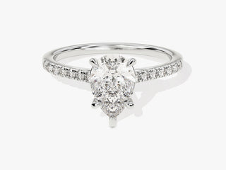 1.5CT Pear Moissanite Diamond Pave Engagement Ring