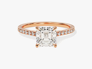 1.5CT Asscher  Moissanite Diamond Pave Engagement Ring