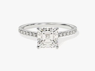 1.5CT Asscher  Moissanite Diamond Pave Engagement Ring