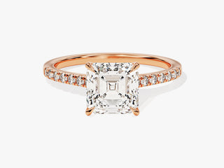 2.0CT Asscher Moissanite Diamond Pave Engagement Ring