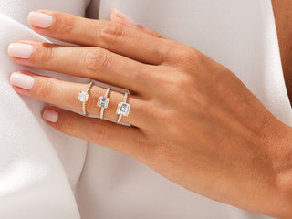 1.5CT Asscher  Moissanite Diamond Pave Engagement Ring