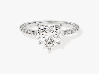2.0CT Heart  Shape Moissanite Diamond Pave Engagement Ring