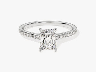 1.0CT Radiant Moissanite Diamond Pave Engagement Ring