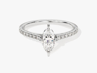 1.0CT Marquise Moissanite Diamond Pave Engagement Ring