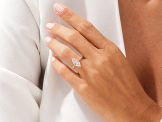 2.0CT Marquise Moissanite Diamond Pave Engagement Ring