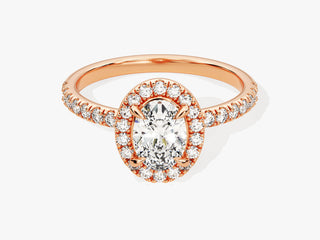 1.0CT Oval Moissanite Diamond Halo Pave Engagement Ring