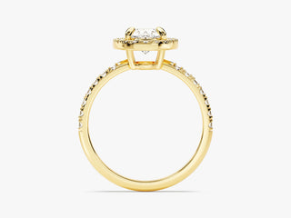 1.5CT Pear Moissanite Diamond Halo Pave Engagement Ring
