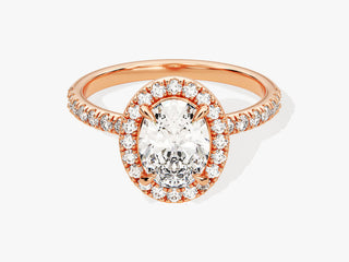 1.5CT Oval Moissanite Diamond Halo Pave Engagement Ring