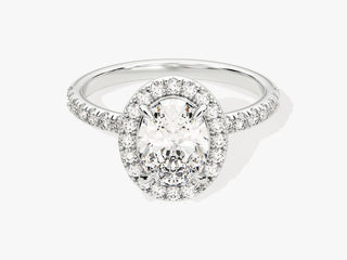 1.5CT Oval Moissanite Diamond Halo Pave Engagement Ring