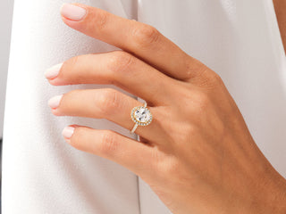 2.0CT Oval Moissanite Diamond Halo Pave Engagement Ring