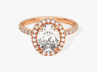 2.0CT Oval Moissanite Diamond Halo Pave Engagement Ring