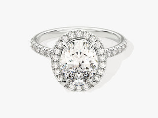 2.0CT Oval Moissanite Diamond Halo Pave Engagement Ring