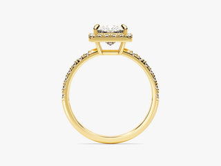 1.0CT Princess Moissanite Diamond Halo Pave Engagement Ring