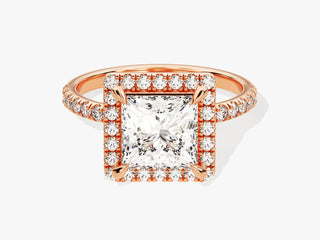 2.0CT Princess  Moissanite Diamond Halo Pave Engagement Ring