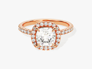 1.5CT Cushion  Moissanite Diamond Halo Pave Engagement Ring