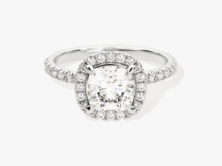 1.5CT Cushion  Moissanite Diamond Halo Pave Engagement Ring