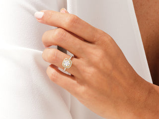 1.5CT Cushion  Moissanite Diamond Halo Pave Engagement Ring