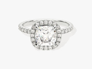 2.0CT Cushion Moissanite Diamond Halo Pave Engagement Ring