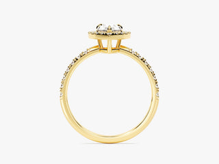 1.0CT Pear Moissanite Diamond Halo Pave Engagement Ring