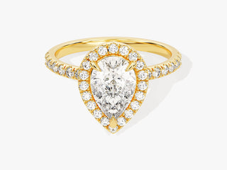 1.5CT Pear Moissanite Diamond Halo Pave Engagement Ring
