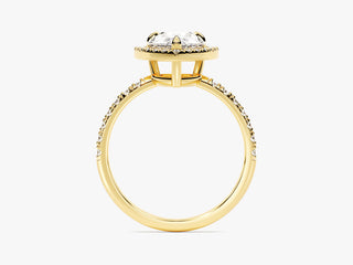 2.0CT Pear Moissanite Diamond Halo Pave Engagement Ring