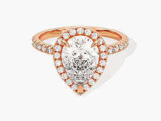 2.0CT Pear Moissanite Diamond Halo Pave Engagement Ring