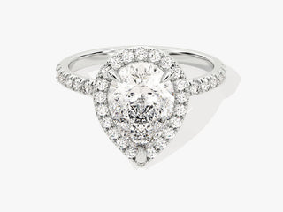 2.0CT Pear Moissanite Diamond Halo Pave Engagement Ring