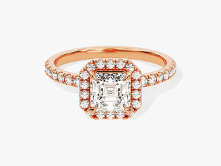 1.0CT Asscher Moissanite Diamond Halo  Pave Engagement Ring