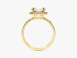 2.0CT Asscher Moissanite Diamond Halo Pave Engagement Ring