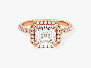2.0CT Asscher Moissanite Diamond Halo Pave Engagement Ring