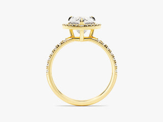 1.5CT Heart Shape Moissanite Diamond Halo Pave Engagement Ring