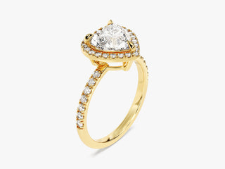 1.5CT Heart Shape Moissanite Diamond Halo Pave Engagement Ring