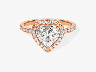 1.5CT Heart Shape Moissanite Diamond Halo Pave Engagement Ring