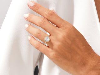 1.5CT Heart Shape Moissanite Diamond Halo Pave Engagement Ring