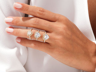 1.5CT Heart Shape Moissanite Diamond Halo Pave Engagement Ring
