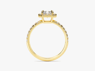 1.0CT Radiant Moissanite Diamond Halo Pave Engagement Ring