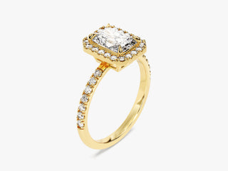 1.0CT Radiant Moissanite Diamond Halo  Pave Engagement Ring