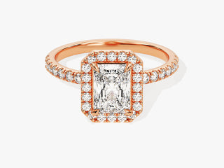 1.0CT Radiant Moissanite Diamond Halo Pave Engagement Ring