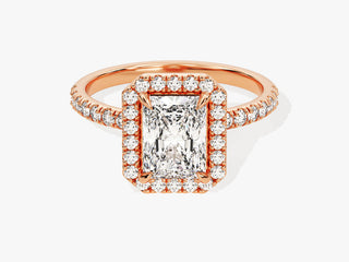 1.5CT Radiant  Moissanite Diamond Halo Pave Engagement Ring