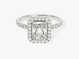 1.5CT Radiant  Moissanite Diamond Halo Pave Engagement Ring