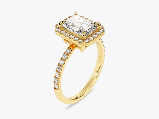 2.0CT Radiant Moissanite Diamond Halo Pave Engagement Ring