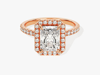 2.0CT Radiant Moissanite Diamond Halo Pave Engagement Ring