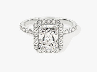2.0CT Radiant Moissanite Diamond Halo Pave Engagement Ring