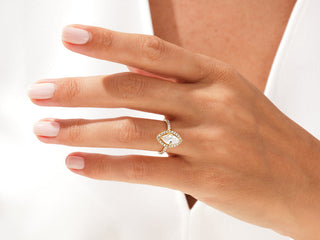 1.0CT Marquise  Moissanite Diamond Halo Pave Engagement Ring