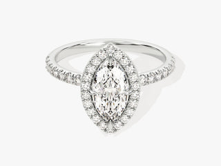 1.0CT Marquise  Moissanite Diamond Halo Pave Engagement Ring