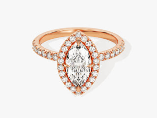 1.0CT Marquise  Moissanite Diamond Halo Pave Engagement Ring